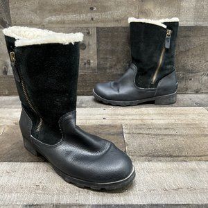 Sorel boots Faux Fur Black Suede/leather Girls Winter Boots Size 5 (37)